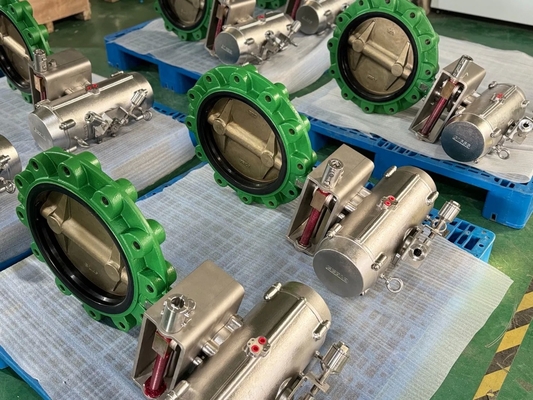 صمام فراشة هوائي من البرونز الألومنيوم مع حلقة إحكام من EPDM مقاس 2-24 بوصة