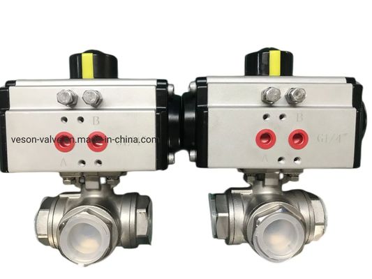 Pneumatic Actuated Ball Valve with 2-PC Screwed End and PN1.0-32.0MPa Pressure Rating for Industrial Use with 12 Months Warranty